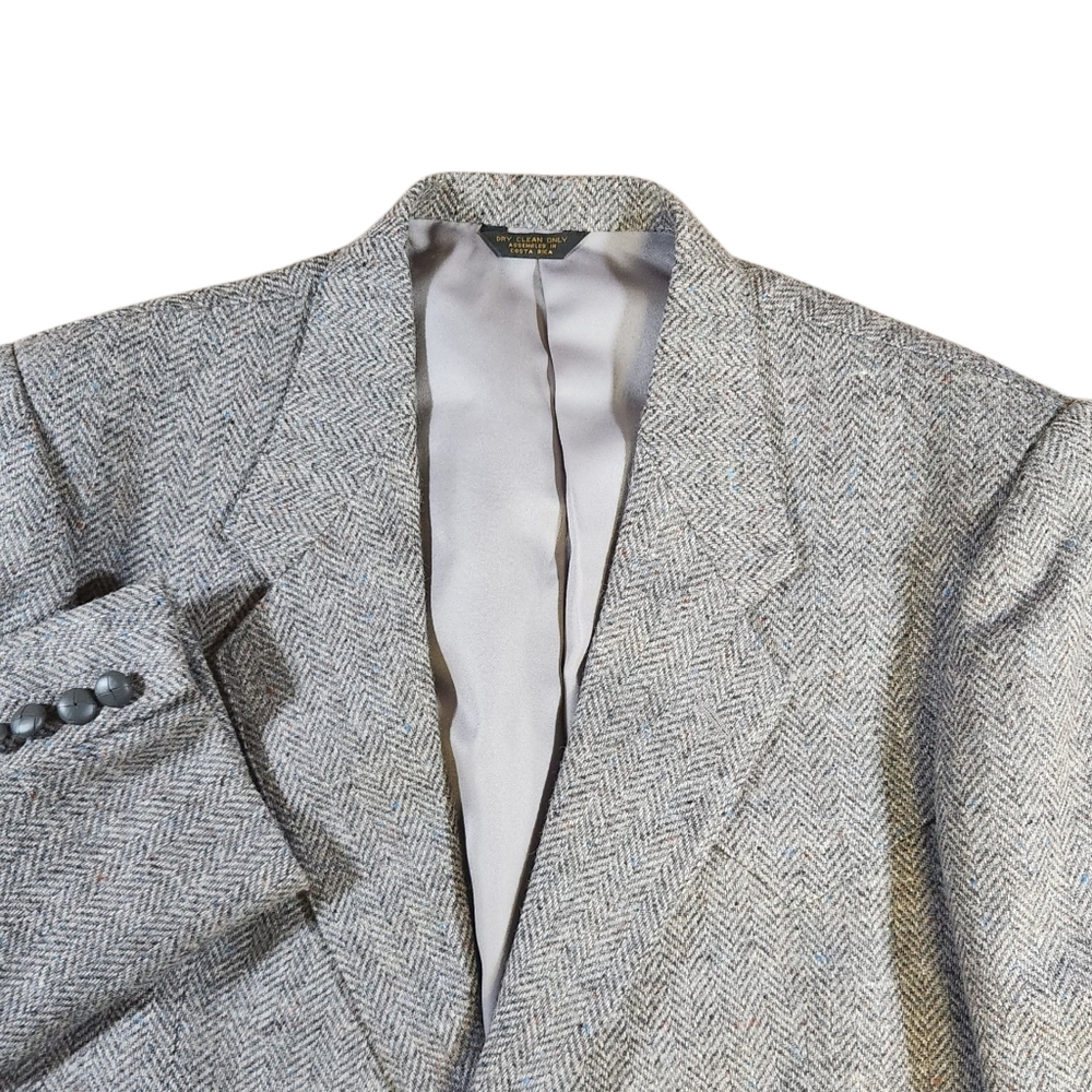 Vtg Farah Westernwear Jacket Mens 44R Gray Herringbone Blazer Sport Coat Cowboy
